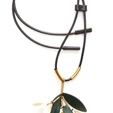 Marni Leather Necklace SPHERICAL GREEN