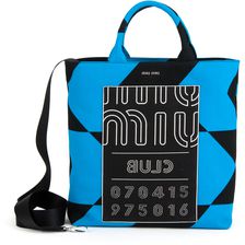 Miu Miu Printed Denim Bag NERO+AZZURRO