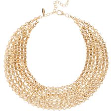 Natasha Accessories Gold-Tone Chain Link Bib Necklace GOLD