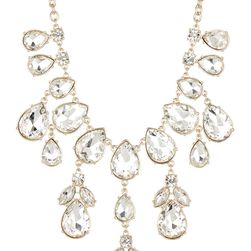 Natasha Accessories Tear Drop Crystal Necklace GOLD-CRYSTAL