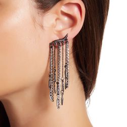 Free Press Crystal Fringe Ear Crawler CLEAR HEMATITE