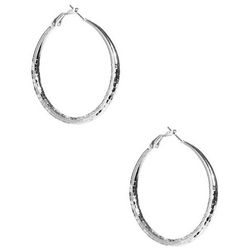 Bijuterii Femei GUESS Silver-Tone Medium Textured Hoops silver