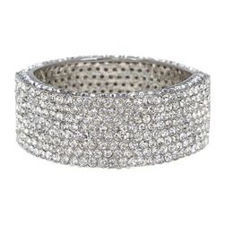 Bijuterii Femei Natasha Accessories Wide Crystal Hinge Bracelet SILVER