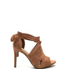 Incaltaminte Femei CheapChic Wrap Game Faux Suede Cut-out Heels Camel