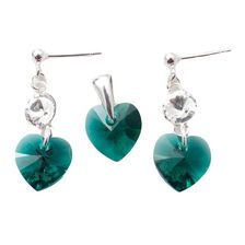 Set Argint 925 cu Swarovski Elements, Emerald, 10 mm