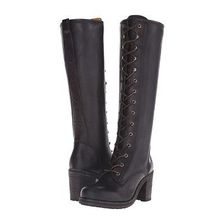 Incaltaminte Femei Frye Karen Lace Up Tall Black Washed Oiled Vintage