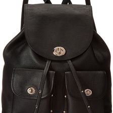 COACH Refined Pebble Leather Turnlock Tie Rucksack LI/Black