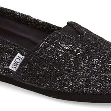 TOMS Classic Glitter Wool Slip-On Shoe BLACK