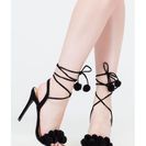 Incaltaminte Femei CheapChic Pom Grove Embellished Tie-up Heels Black