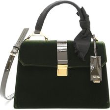 Miu Miu Velvet And Patent Madras Bag MILITARE