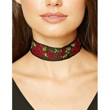 Bijuterii Femei Forever21 Floral Embroidered Choker Redblack