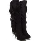 Incaltaminte Femei CheapChic Fringe Out Faux Suede Boots Black