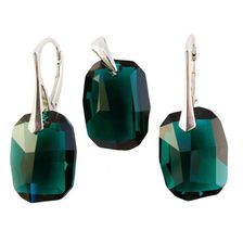 Set argint 925, cu Swarovski Elements, Graphic, 19 mm, Emerald