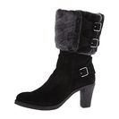 Incaltaminte Femei Johnston Murphy Jeanie Buckle Bootie Black SuedeBlackGray Shearling Cuff