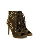 Incaltaminte Femei CheapChic Hole Heart Embellished Lace-up Booties Olive