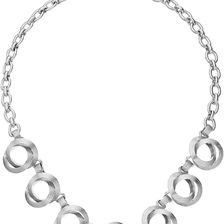 Cole Haan Double Circle Frontal Necklace Brushed Silver
