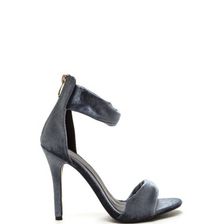 Incaltaminte Femei CheapChic Do The Twist Strappy Velvet Heels Blue