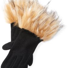 Ralph Lauren Faux Fur&#8211;Cuff Gloves Black/Coyote Fur