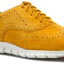 Cole Haan Zerogrand Wing Ox Autumn Gold Suede Closed Hole/White
