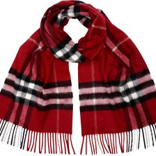 Burberry Classic Cashmere Scarf in Check - Parade Red N/A