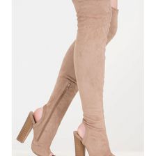 Incaltaminte Femei CheapChic Model Life Over-the-knee Peep-toe Boots Taupe