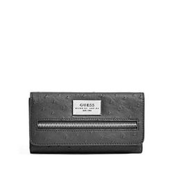 Accesorii Femei GUESS Lenora Ostrich-Embossed Slim Wallet black