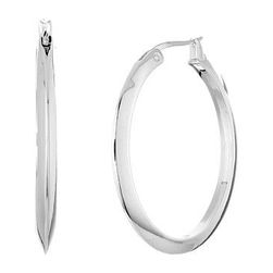 Bijuterii Femei LAUREN Ralph Lauren Luxe Links Large Oval Knife Edge Hoop Earrings Silver