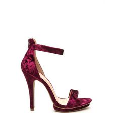 Incaltaminte Femei CheapChic Stack Up Velvet Ankle Strap Heels Burgundy