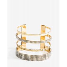 Bijuterii Femei CheapChic Double Caged Rhinestone Metal Cuff Met Gold