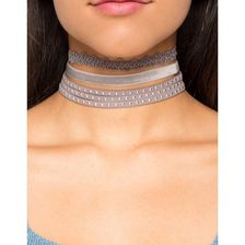 Bijuterii Femei CheapChic Pin Edge Suede Tape 3pc Choker Gray