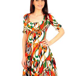 Rochie multicolora, de vara, cu imprimeu oranj, RVL