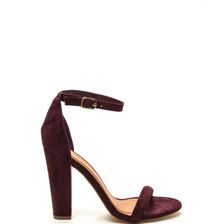 Incaltaminte Femei CheapChic Cushy Lifestyle Chunky Faux Suede Heels Burgundy