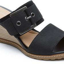 Rockport Garden Buckled Slide Black Embossed Nubuck