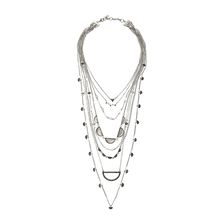 Lucky Brand Major Lucky Layer Clear Quartz Necklace Silver