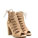Incaltaminte Femei CheapChic Side Chick Laced-up Faux Suede Booties Natural