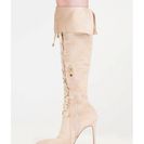 Incaltaminte Femei CheapChic Style Story Lace-up Thigh-high Boots Nude
