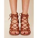 Incaltaminte Femei Forever21 Cutout Lace-Up Block Heels Tan