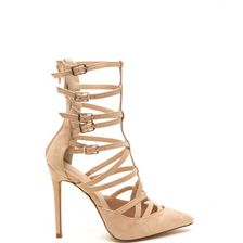 Incaltaminte Femei CheapChic Caged Over Faux Suede Heels Nude