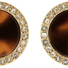 Fossil Tortoise Shell & Crystal Embellished Stud Earrings TORT AND GOLD