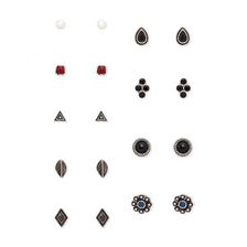 Bijuterii Femei Forever21 Faux Stone Geo Stud Set Bsilverblack