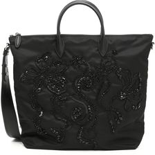 Prada Embroidered Nylon Shopping Bag NERO