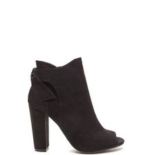 Incaltaminte Femei CheapChic Tied \'n Seek Chunky Peep-toe Booties Black