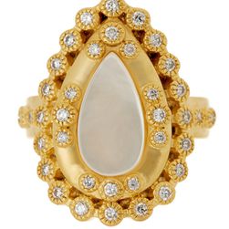 Bijuterii Femei Freida Rothman 14K Gold Plated Sterling Silver CZ Mother of Pearl Framed Ring - Size 7 GOLD