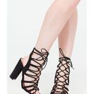Incaltaminte Femei CheapChic Finding Loopholes Lace-up Chunky Heels Black