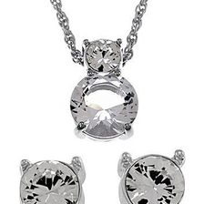 Swarovski Brilliant Crystal Rhodium Solitaire Necklace and Earrings Set 1807339 N/A