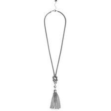 Bijuterii Femei GUESS Silver-Tone Snake-Chain Tassel Necklace silver