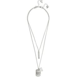 Bijuterii Femei GUESS Silver-Tone Logo Necklace Set silver