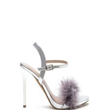 Incaltaminte Femei CheapChic Shake Ya Tail Feather Metallic Heels Silver