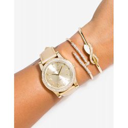 Bijuterii Femei CheapChic Loralie Rhinestone Pave Bezel Watch Set Met Gold