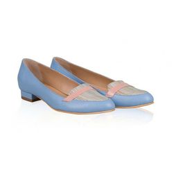 Balerini bleu din piele naturala